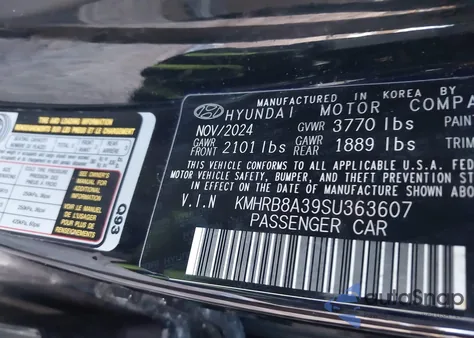 2025 Hyundai Venue Se из США, поврежденный, VIN KMHRB8A39SU363607